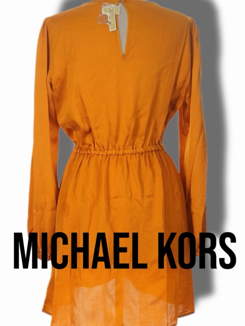 Michael Kors Orange Long-Sleeve Drawstring-Waist dress -retail $140-L